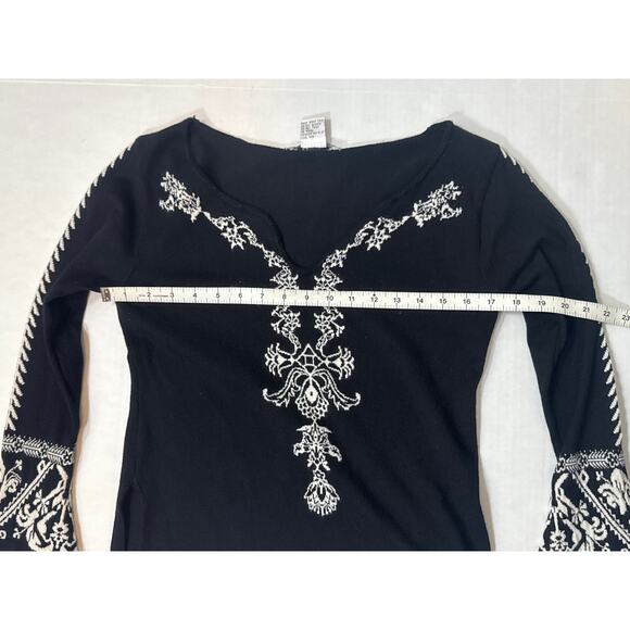 Vintage 90s Black Betty Sung Silk Bell Sleeve Sweater Medium Boho Fairygoth - Picture 9 of 9